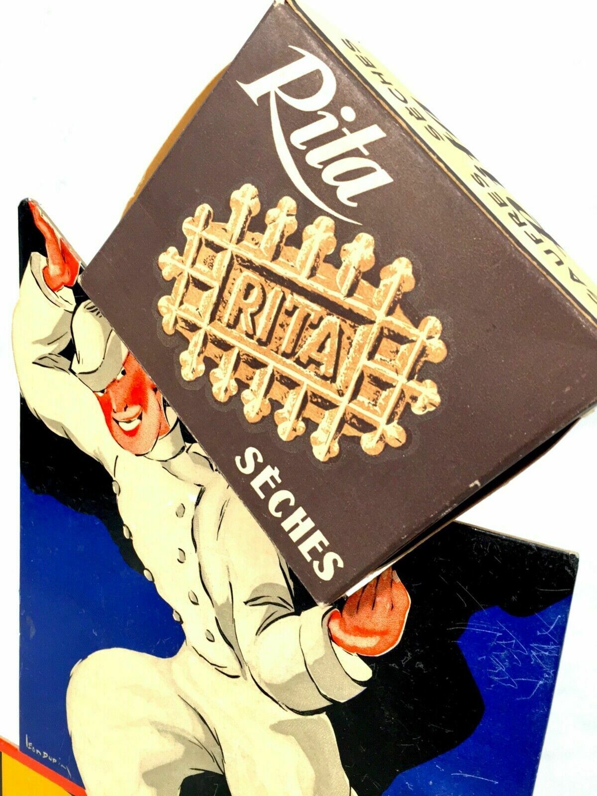 Antique Advertising   1930s French Bakery Counter Show Card For Rita Gingerbread photo vinterior