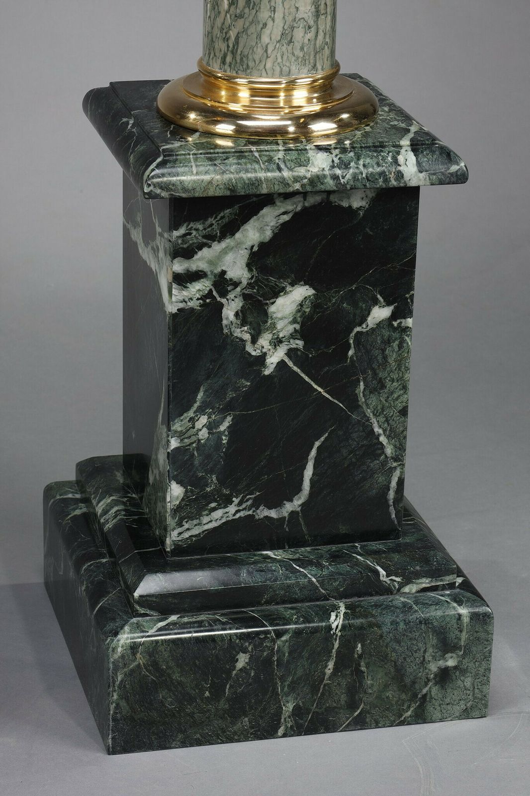 Pair Of Green Estours Marble Columns With Corinthian Capitals photo vinterior