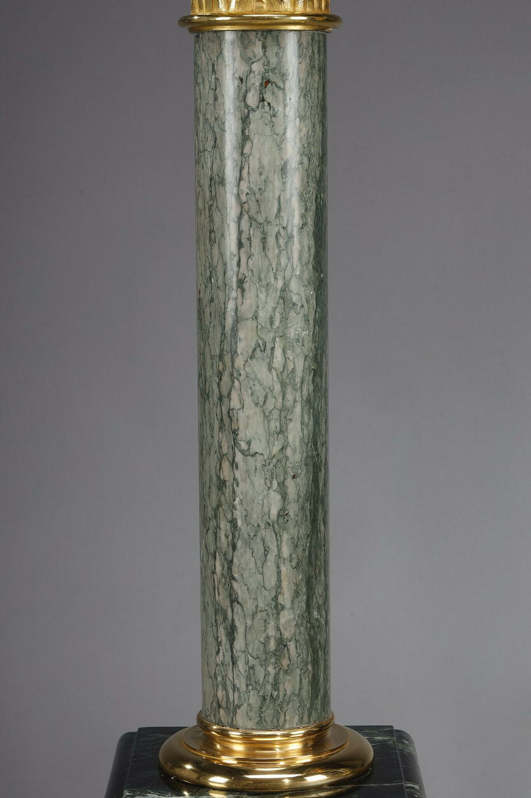 Pair Of Green Estours Marble Columns With Corinthian Capitals photo vintage