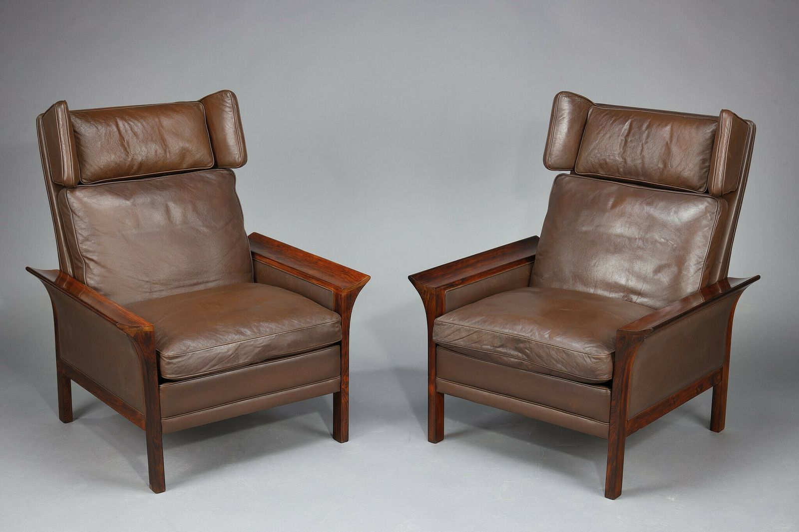 Living Room Furniture In Rosewood With A Sofa And A Pair Of Leather Armchairs photo Furniture