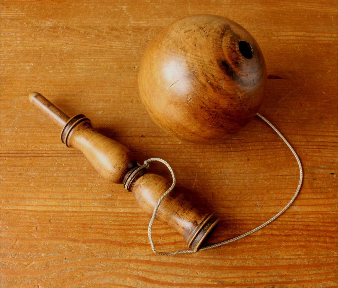 X Large Wooden Bilboquet. 19th Century Wood Cup & Ball Game. Bilbocatch. photo vinterior