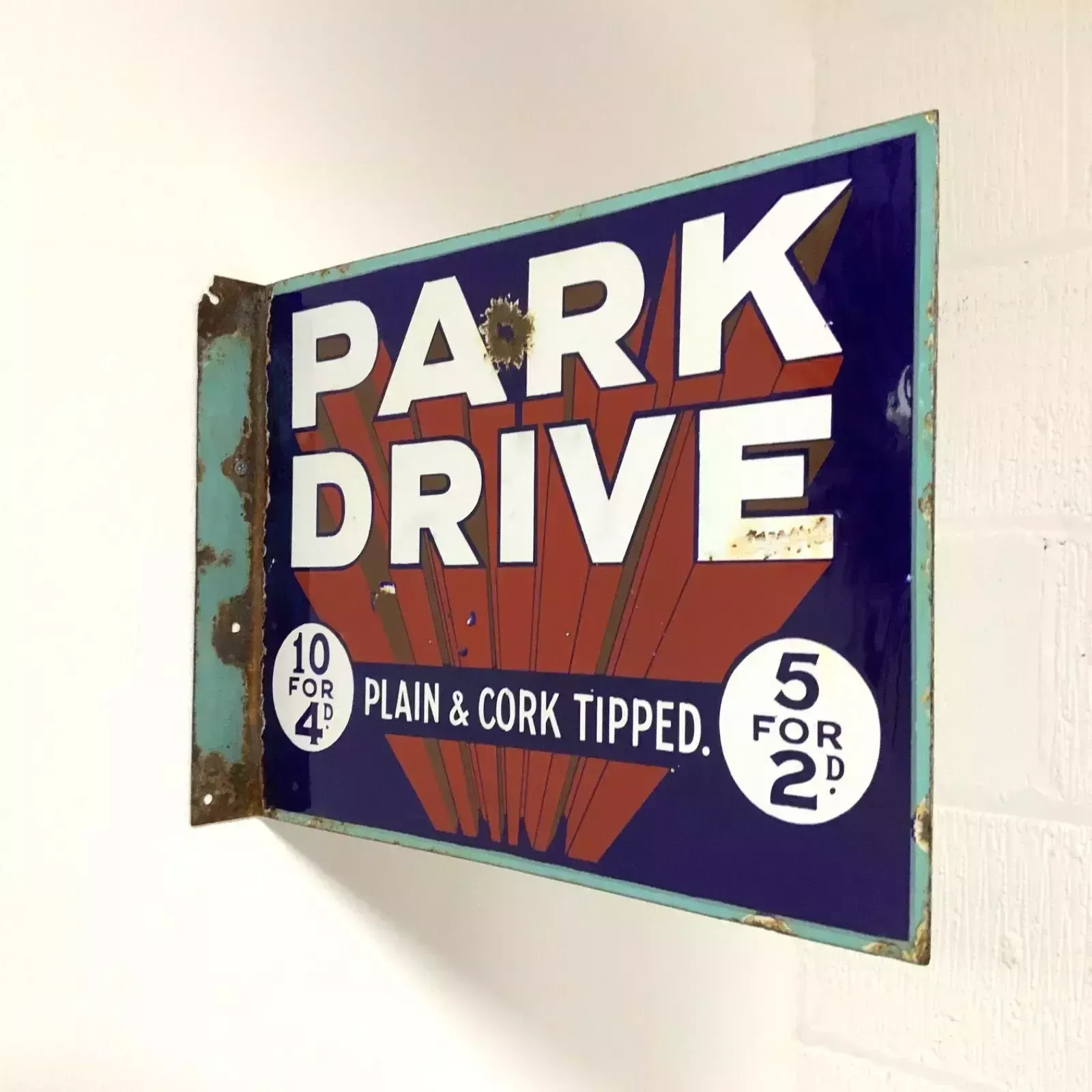 Park Drive Cigarettes Double Sided Enamel Advertising Sign