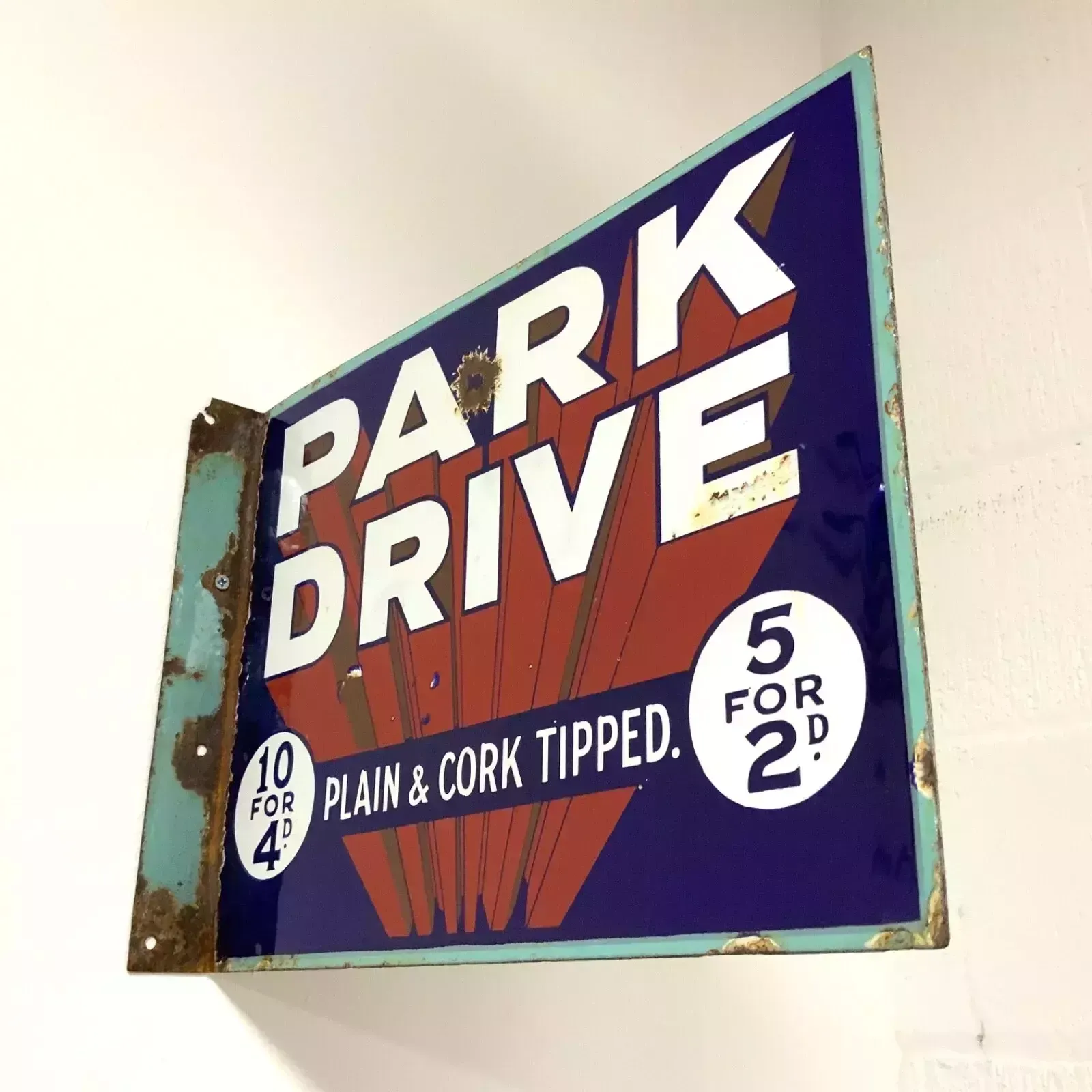Park Drive Cigarettes Double Sided Enamel Advertising Sign photo for sale