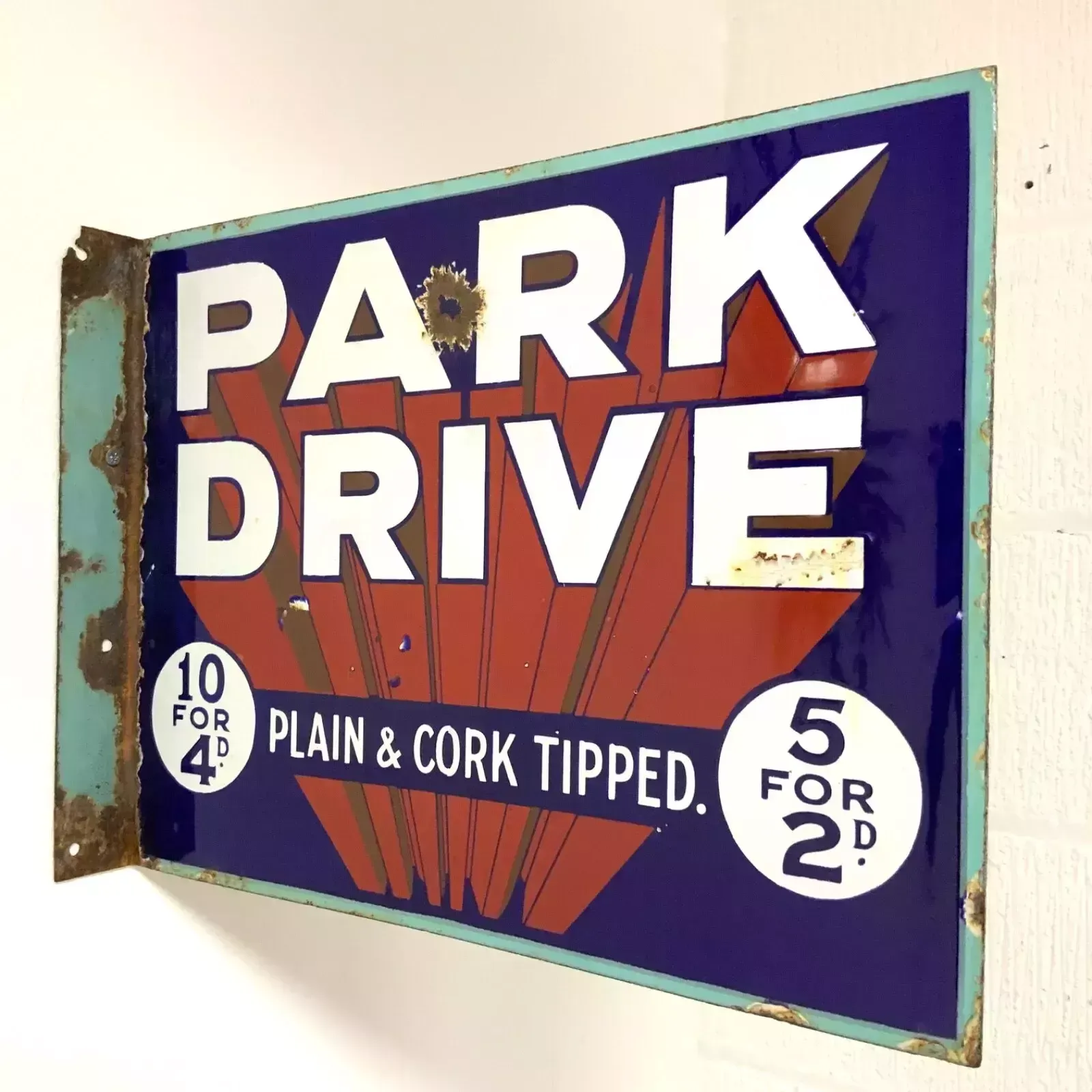Park Drive Cigarettes Double Sided Enamel Advertising Sign photo Home Decor