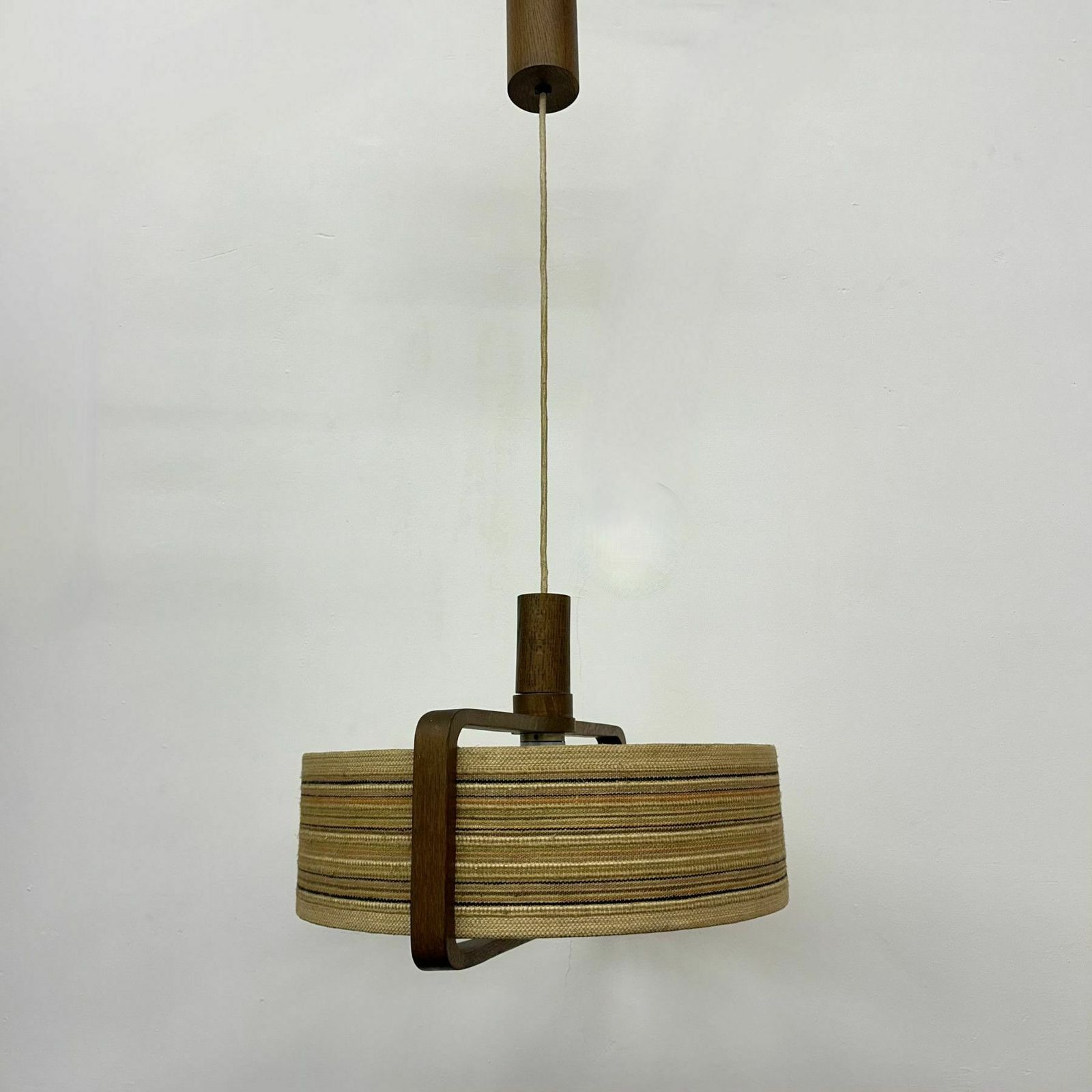 Temde Leuchten Hanging Lamp Teak Wood , 1970s photo vinterior