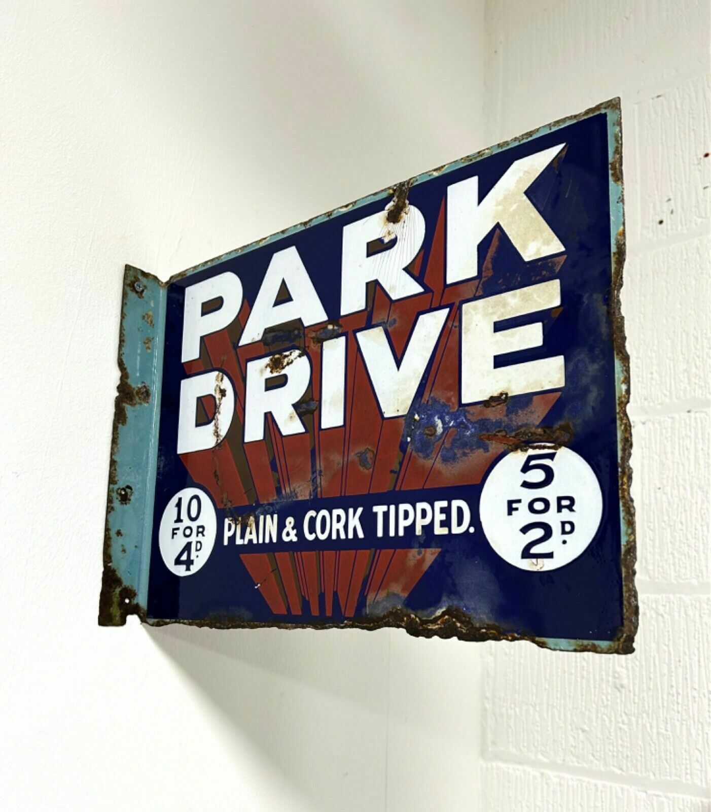 Park Drive Cigarettes Double Sided Enamel Advertising Sign /1