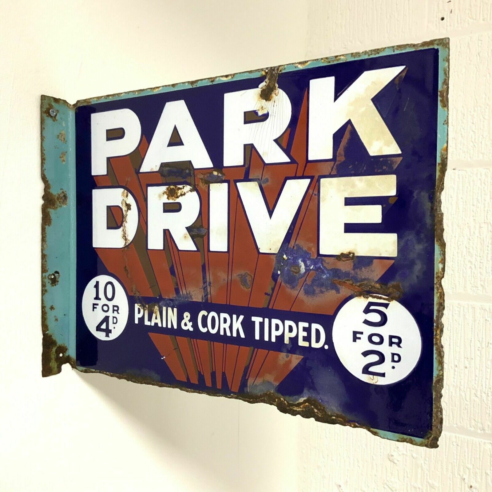 Park Drive Cigarettes Double Sided Enamel Advertising Sign /1 photo Home Decor