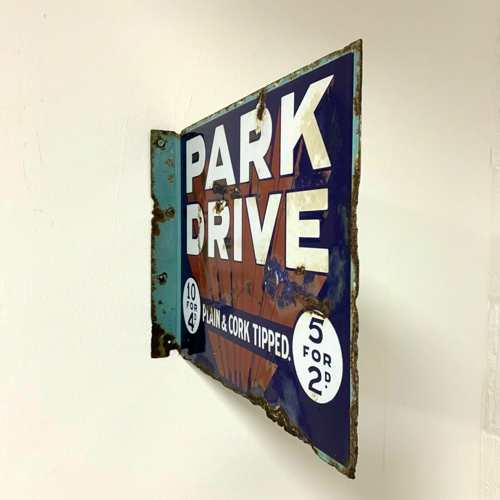 Park Drive Cigarettes Double Sided Enamel Advertising Sign /1 photo vinterior