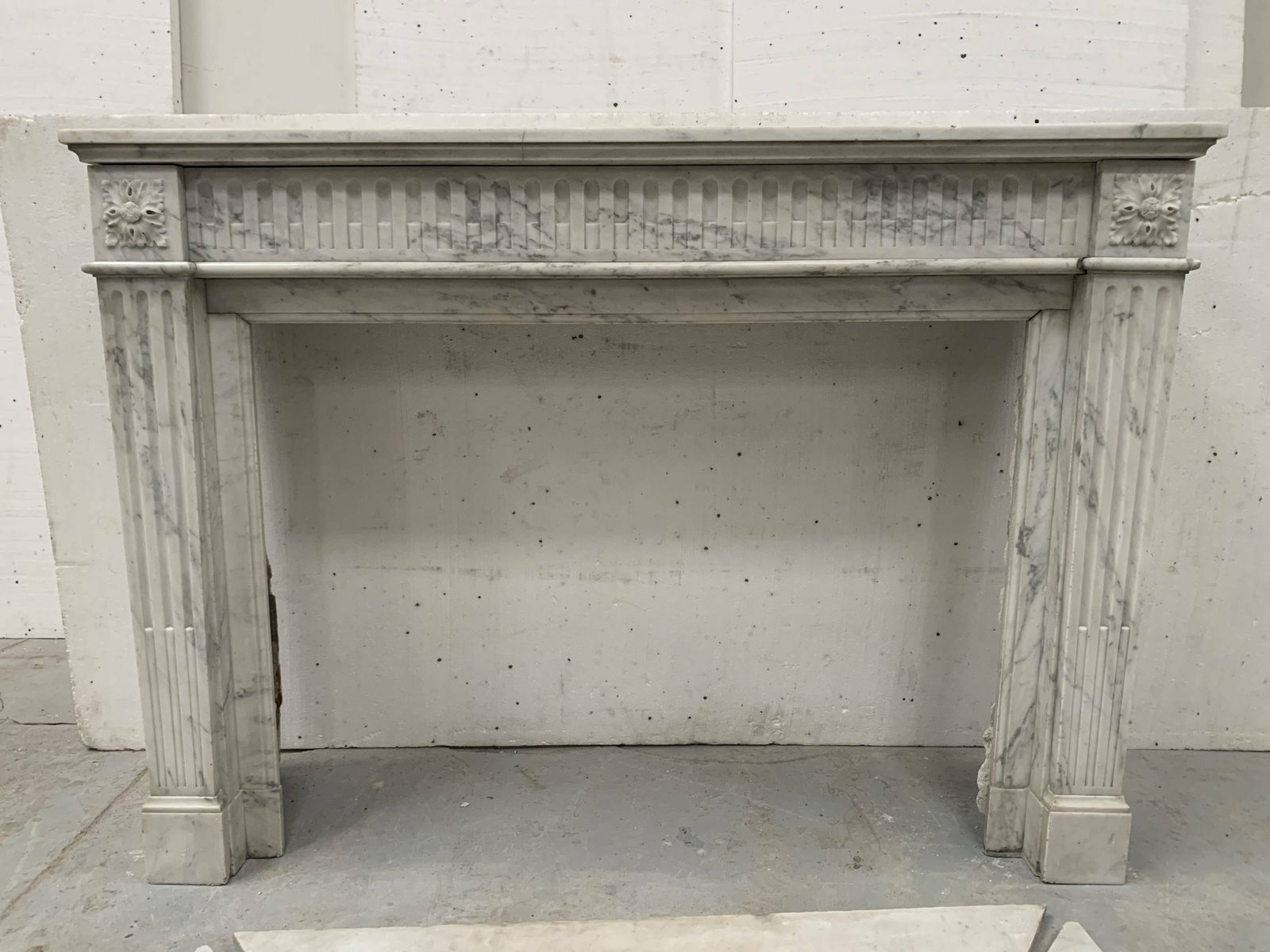 Louis XVI Style Fireplace In White Veined Carrara Marble, 19th Century photo furniture