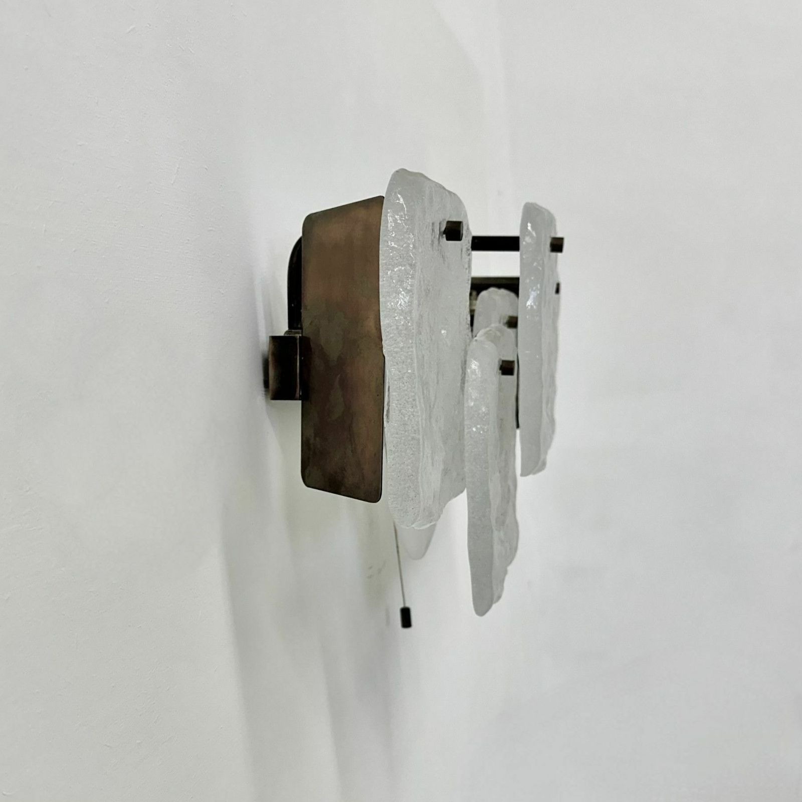 Modernist Frosted Ice Glass Wall Lamp Attributed To J. T. Kalmar For Kalmar, 1960s photo vintage