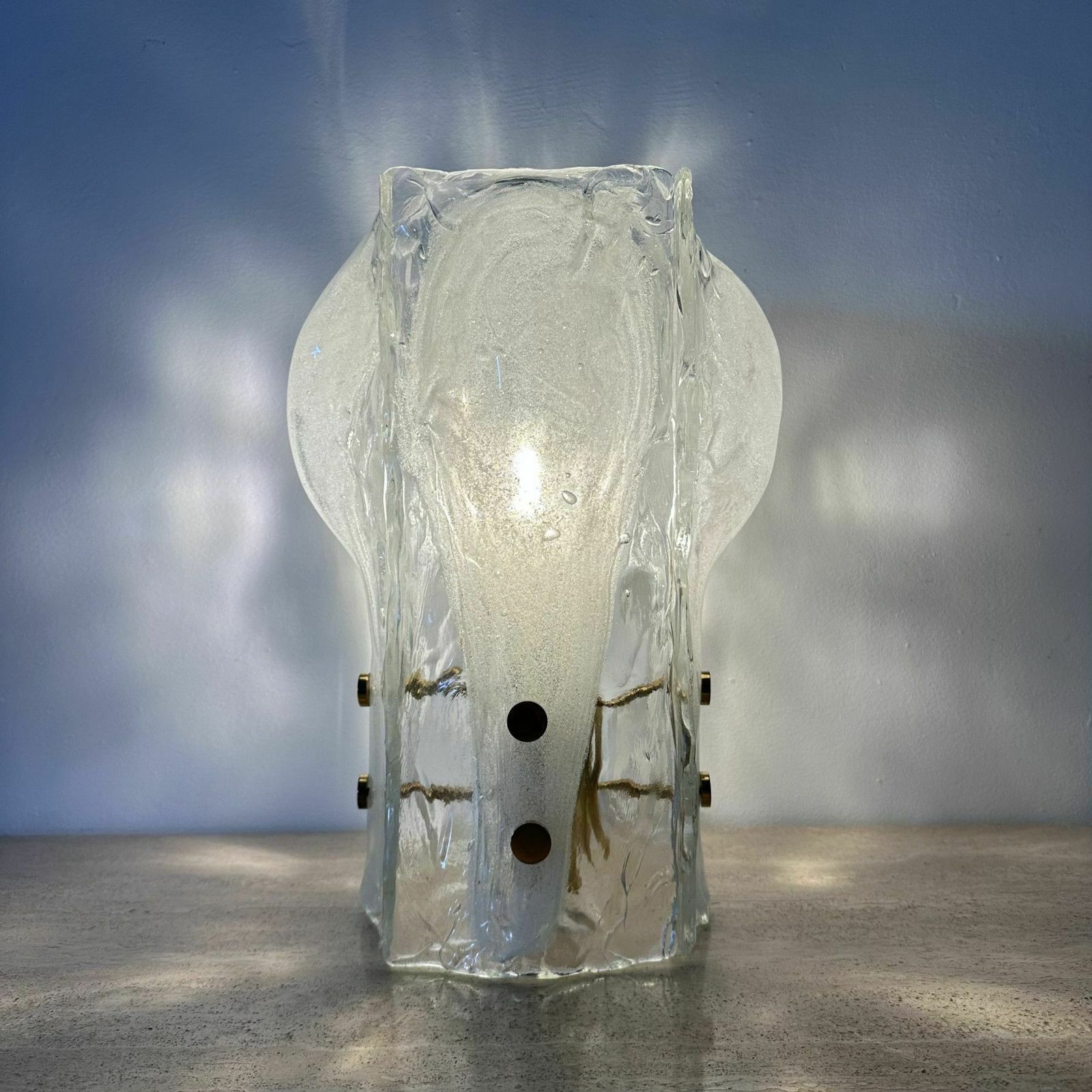 Verlichting J.T. Kalmar Tafellamp Met Ijsglazen Bloemblaadjes, Jaren 1970 photo