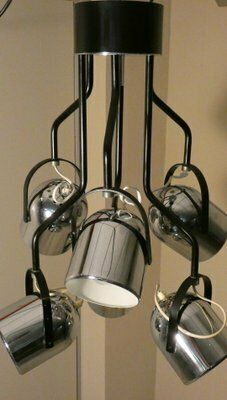 6 Spotlight Steel And Enamel Ceiling Lamp Attributed To Goffredo Reggiani, Italy, 1960s photo Lighting