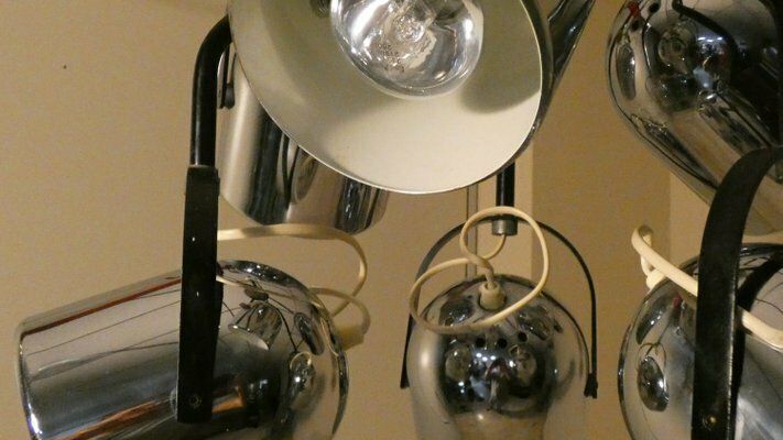 photo buy 6 Spotlight Steel And Enamel Ceiling Lamp Attributed To Goffredo Reggiani, Italy, 1960s