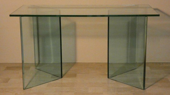 Bacco Transparent Glass Desk Attributed To Tonelli, Italy, 1980s photo for sale