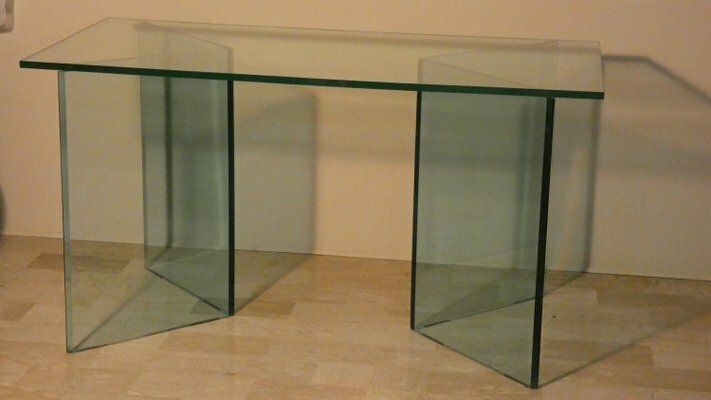 Bacco Transparent Glass Desk Attributed To Tonelli, Italy, 1980s photo Furniture