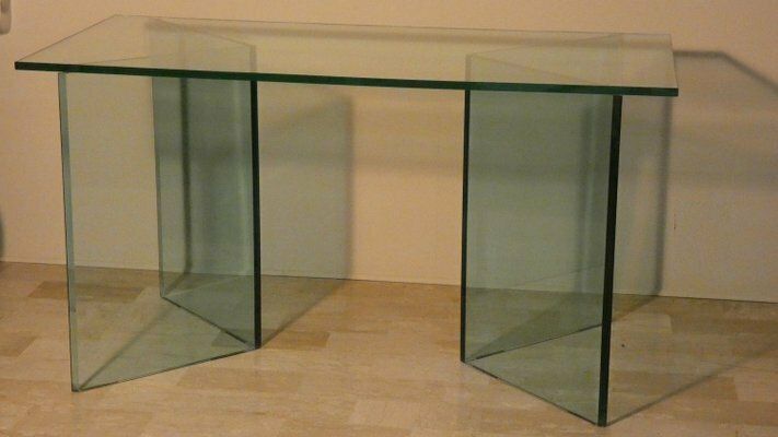 Bacco Transparent Glass Desk Attributed To Tonelli, Italy, 1980s photo 1450.0