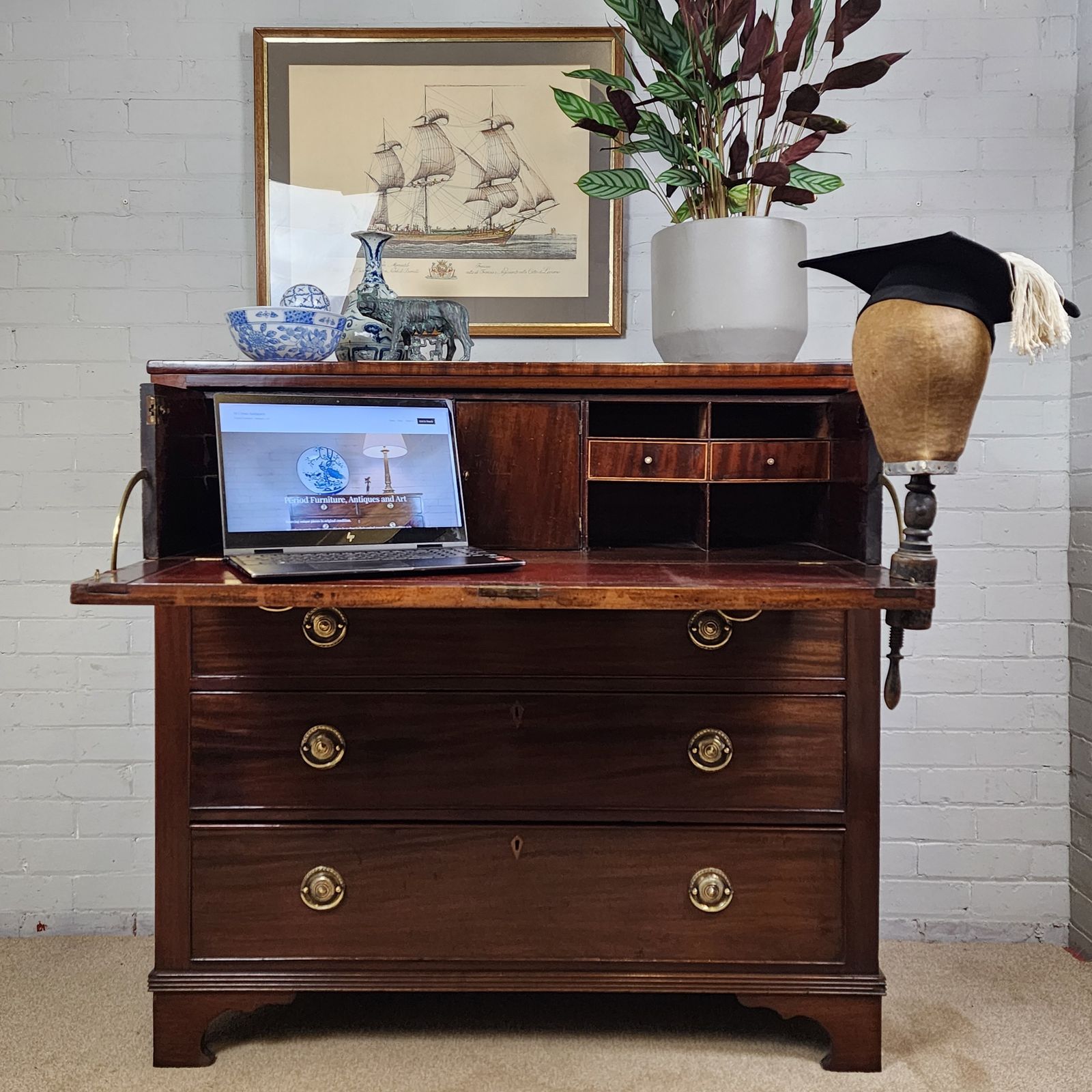 Secretaire Chest Of Drawers Georgian Mahogany Early 19th C.
