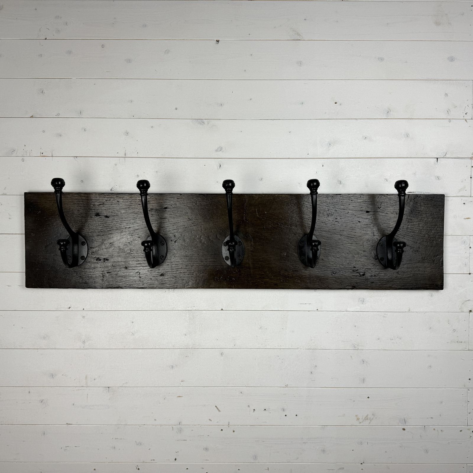Set Of 5 Victorian Style Coat And Hook Hats On Antique Oak Board photo furniture