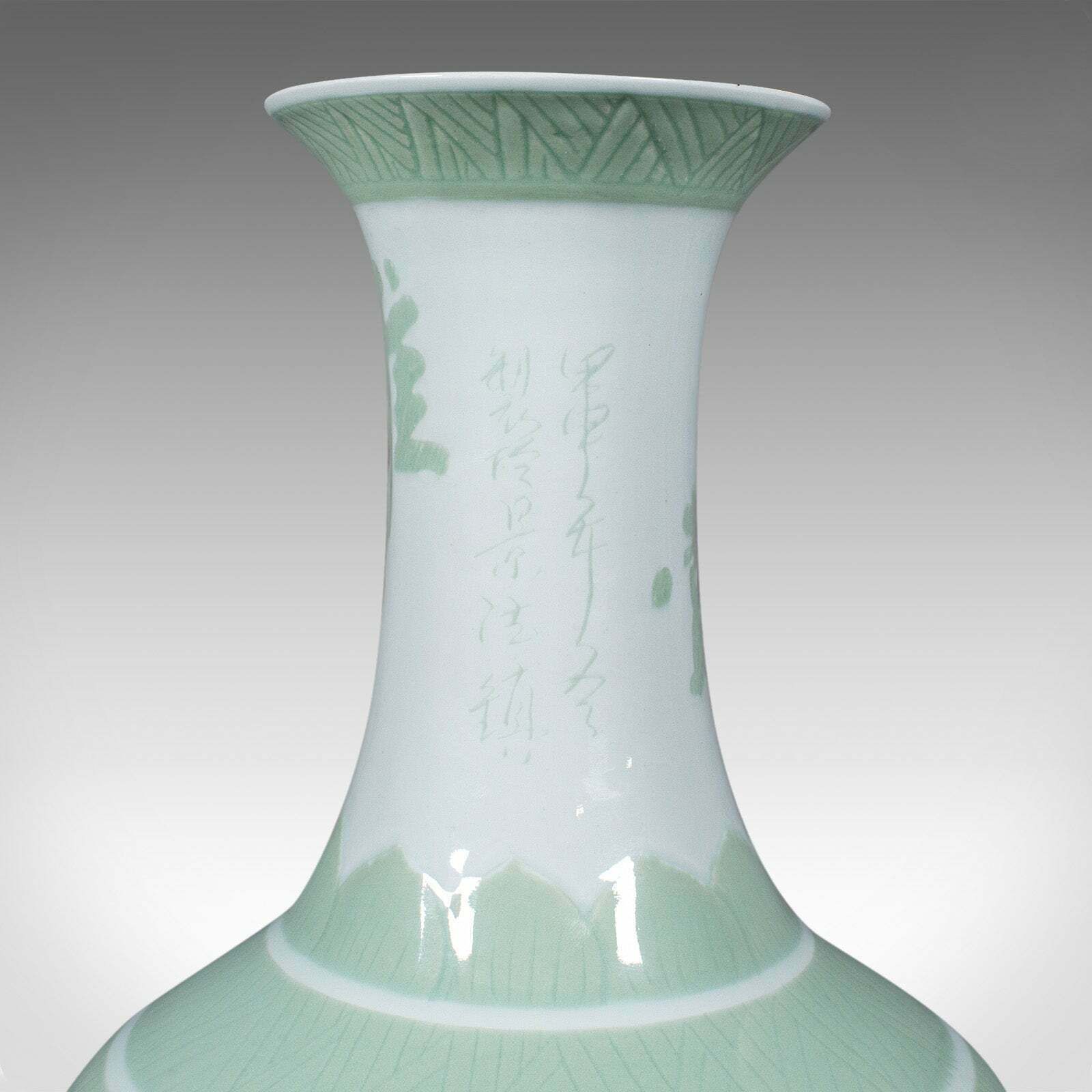 photo furniture Large Antique Flower Vase, Chinese, Celadon, Ceramic, Baluster Urn, Victorian