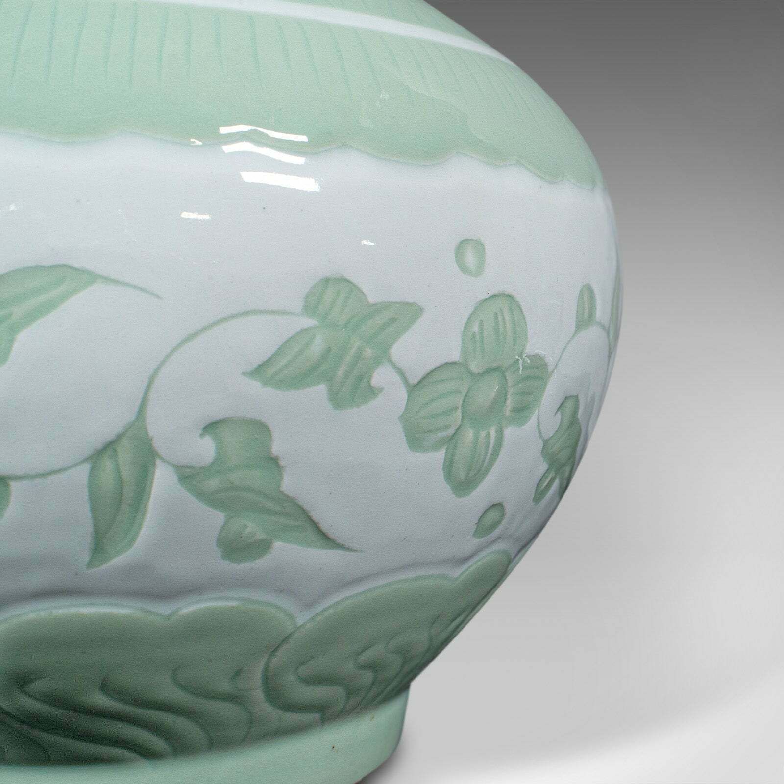 photo for sale Large Antique Flower Vase, Chinese, Celadon, Ceramic, Baluster Urn, Victorian