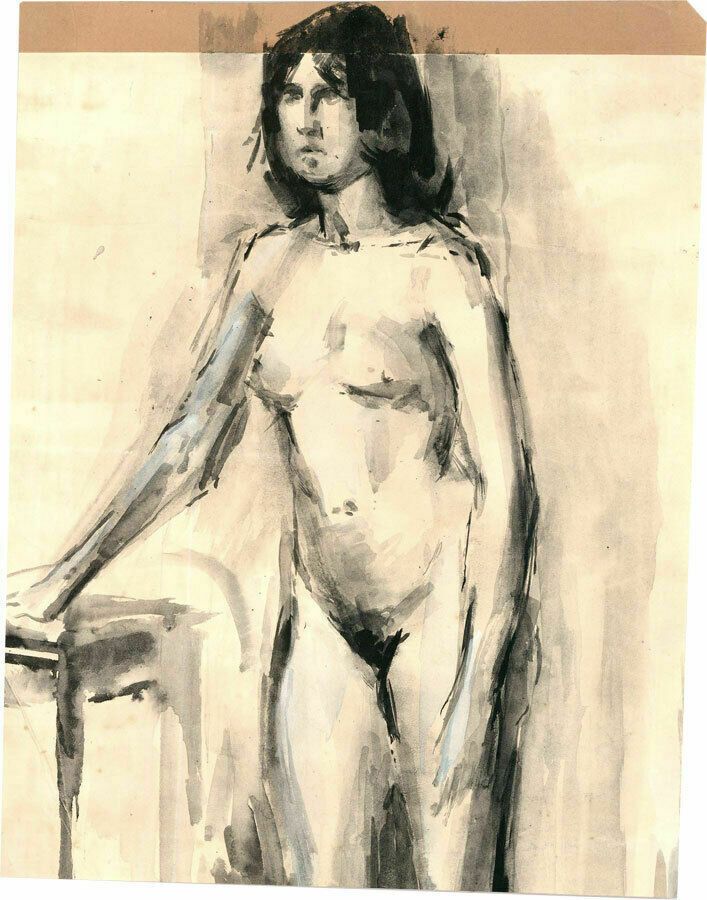 20th Century Watercolour Standing Nude photo furniture