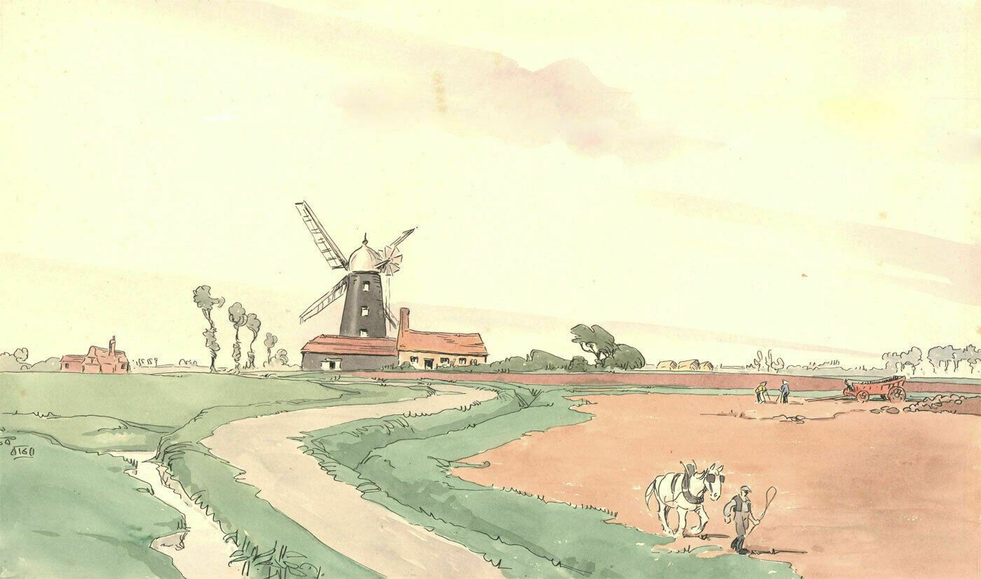 20th Century Watercolour The Dutch Farm