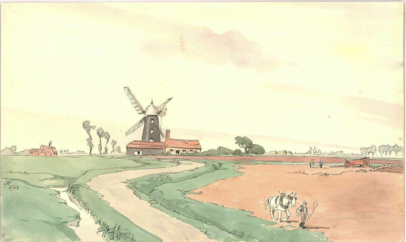 20th Century Watercolour The Dutch Farm photo furniture