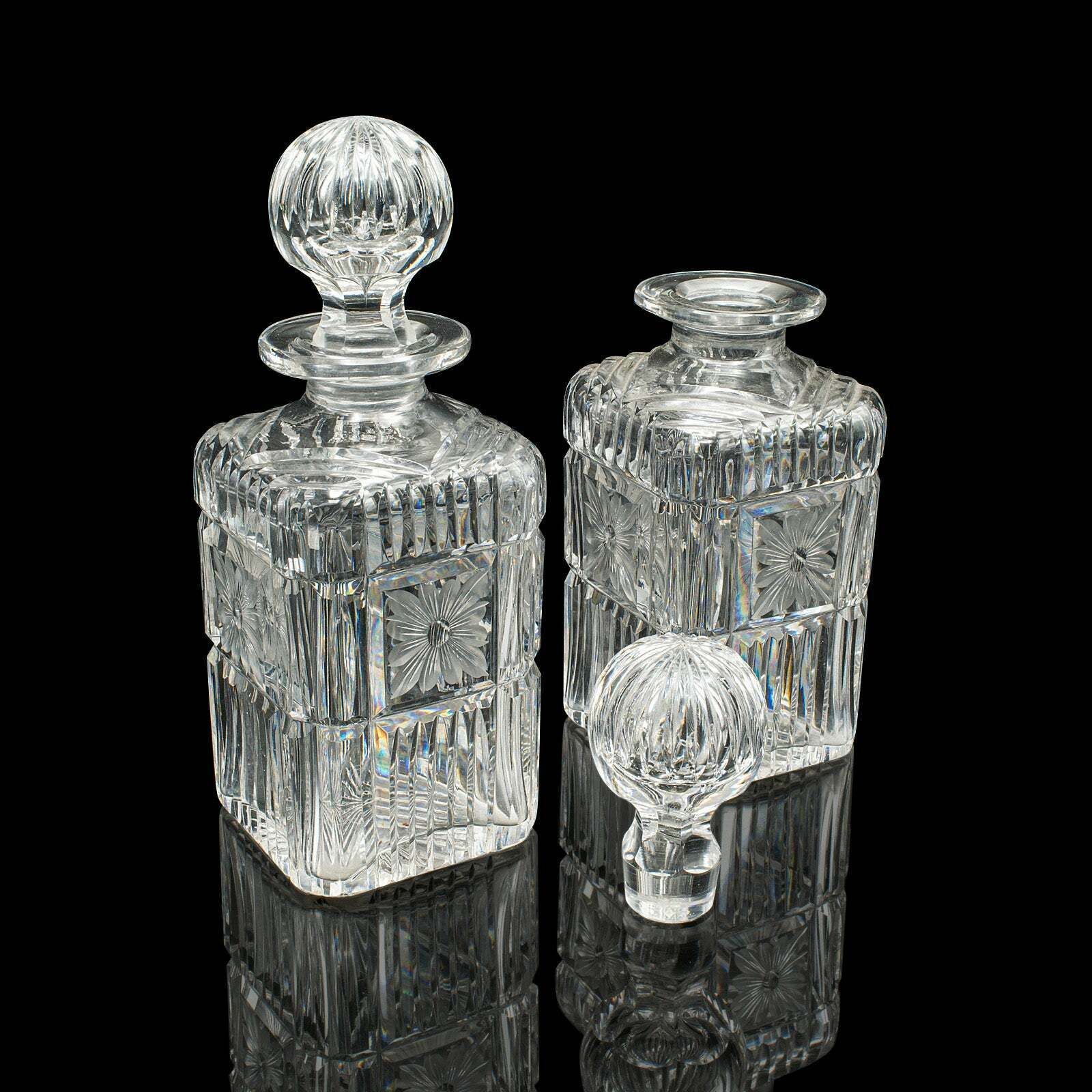 Antique Decanter Service, English, Crystal Glass, Pair, Mappin & Webb, Edwardian photo furniture