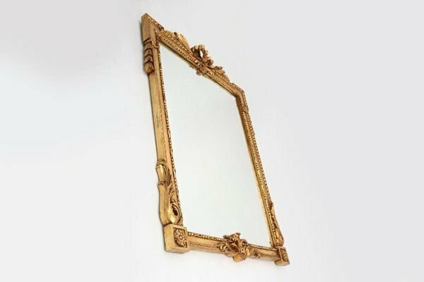 Home Decor Gilted Carved Wooden Wall Mirror, Belgiums 1950s photo