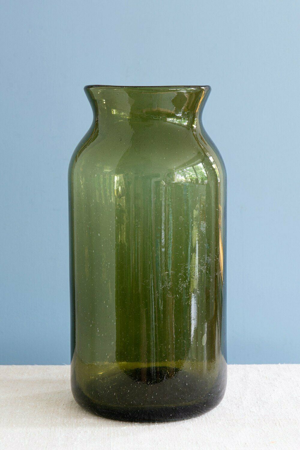 French Green Glass Pickling Jar Vase, 19th Century