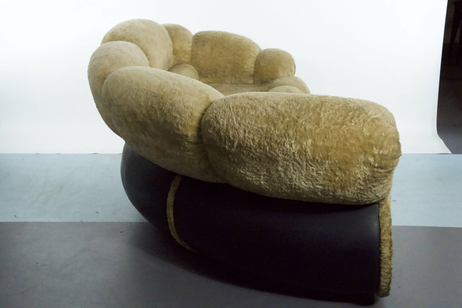 Space Age Modular Sofa By Adriano Piazzesi, Cream Teddy Bear & Leatherette, 1970s Italy photo 5070.0