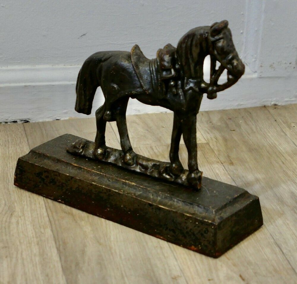 Cast Iron Saddled Horse, Door Stop photo furniture