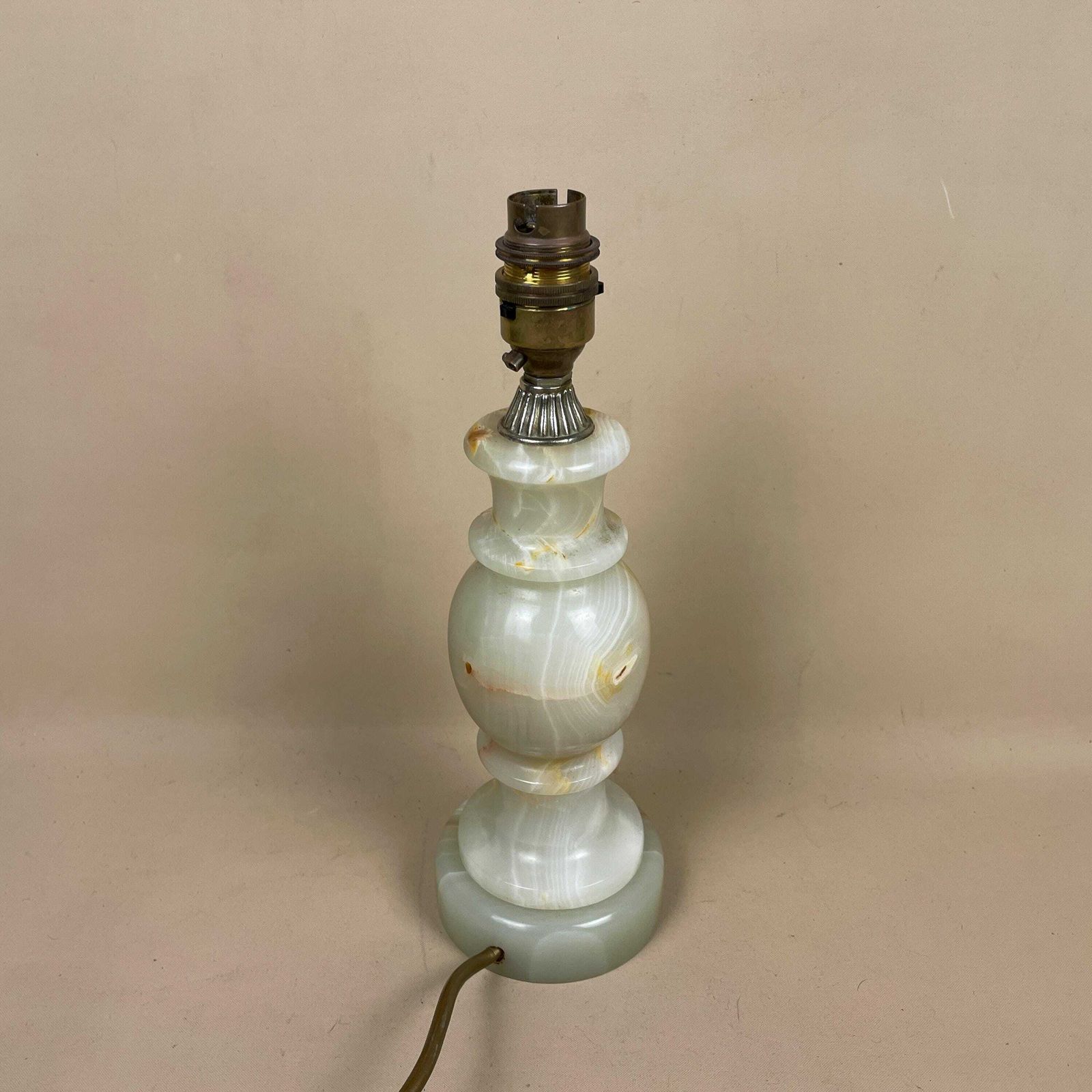 Antique Onyx Marble Lamp Light Green Gold Brass Bedside Side Table Desk Marbled Patterned Vintage Downton Stone Heavy photo 59.0