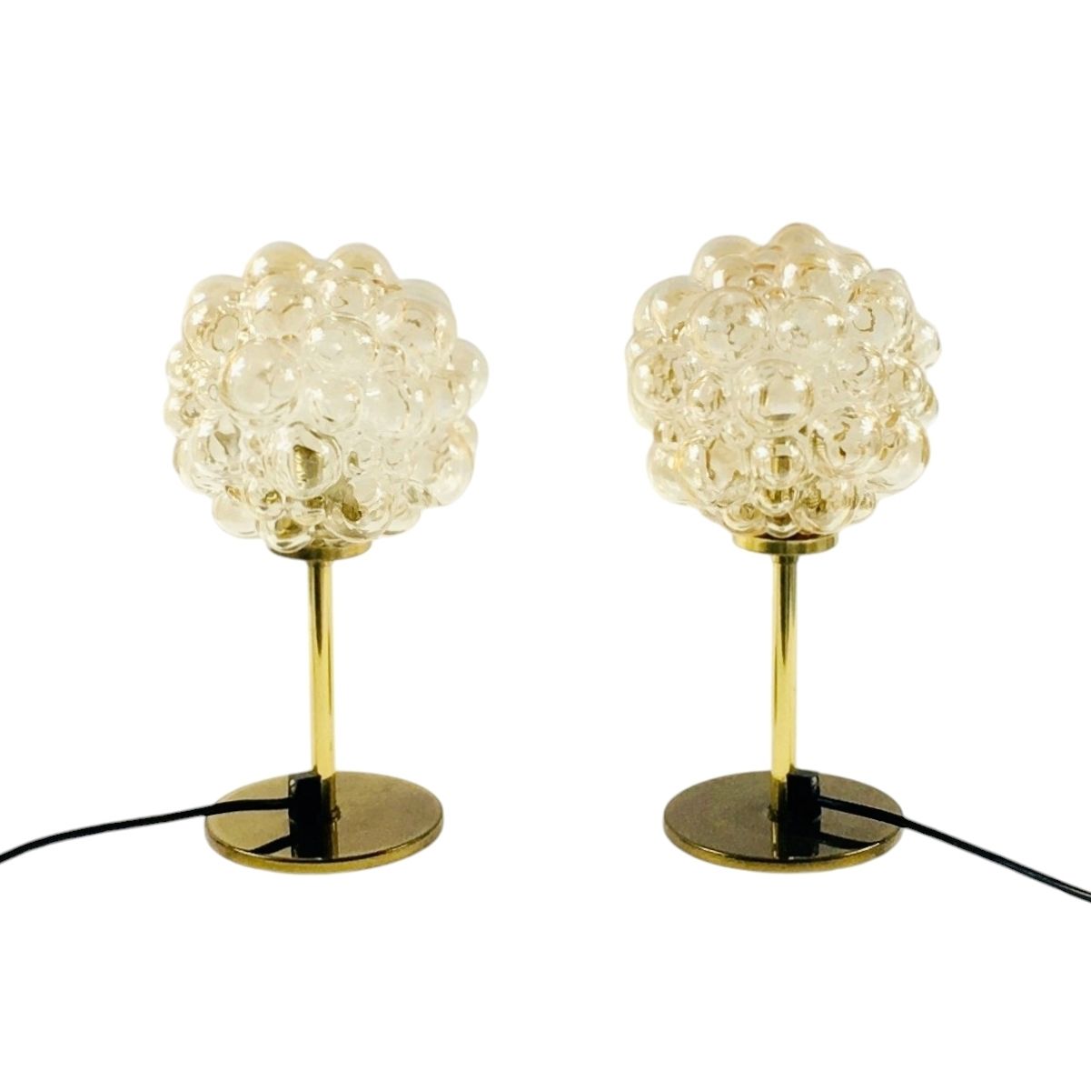 Pair Of Mid Century Bubble Glass Table Lamps By Helena Tynell, Germany, 1960s