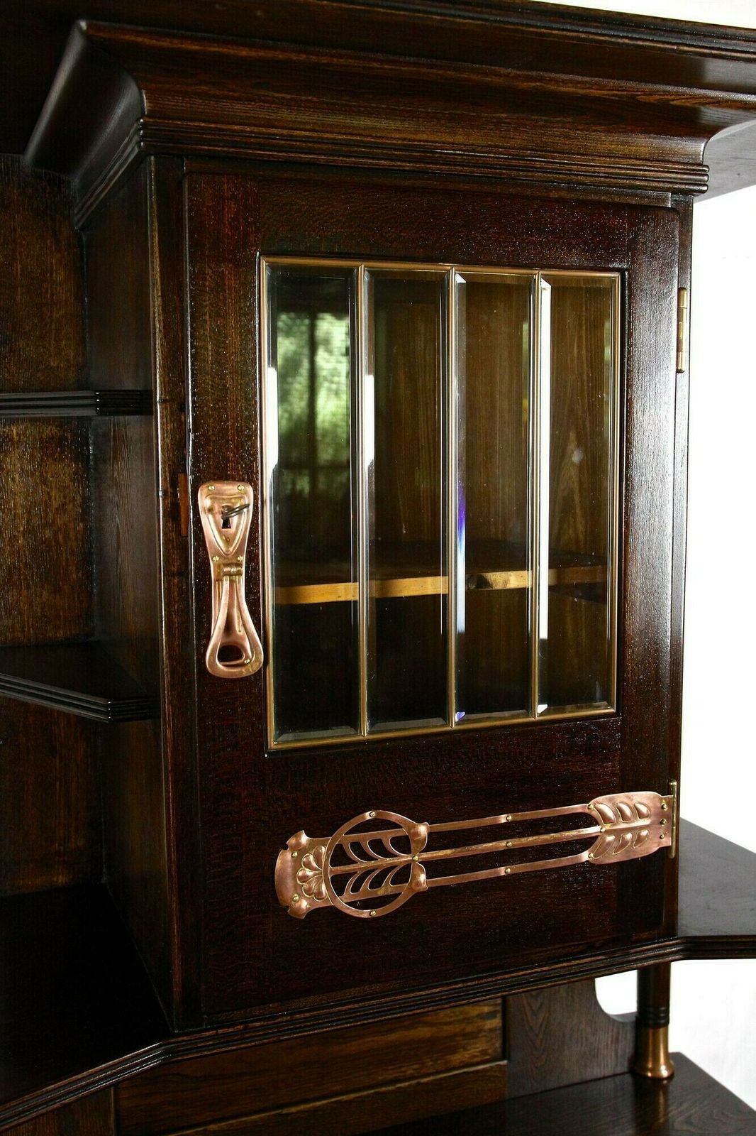 9250.0 Art Nouveau Oak Cabinet/ Buffet/ Credenza With Copper Elements, Austria Ca. 1910 photo