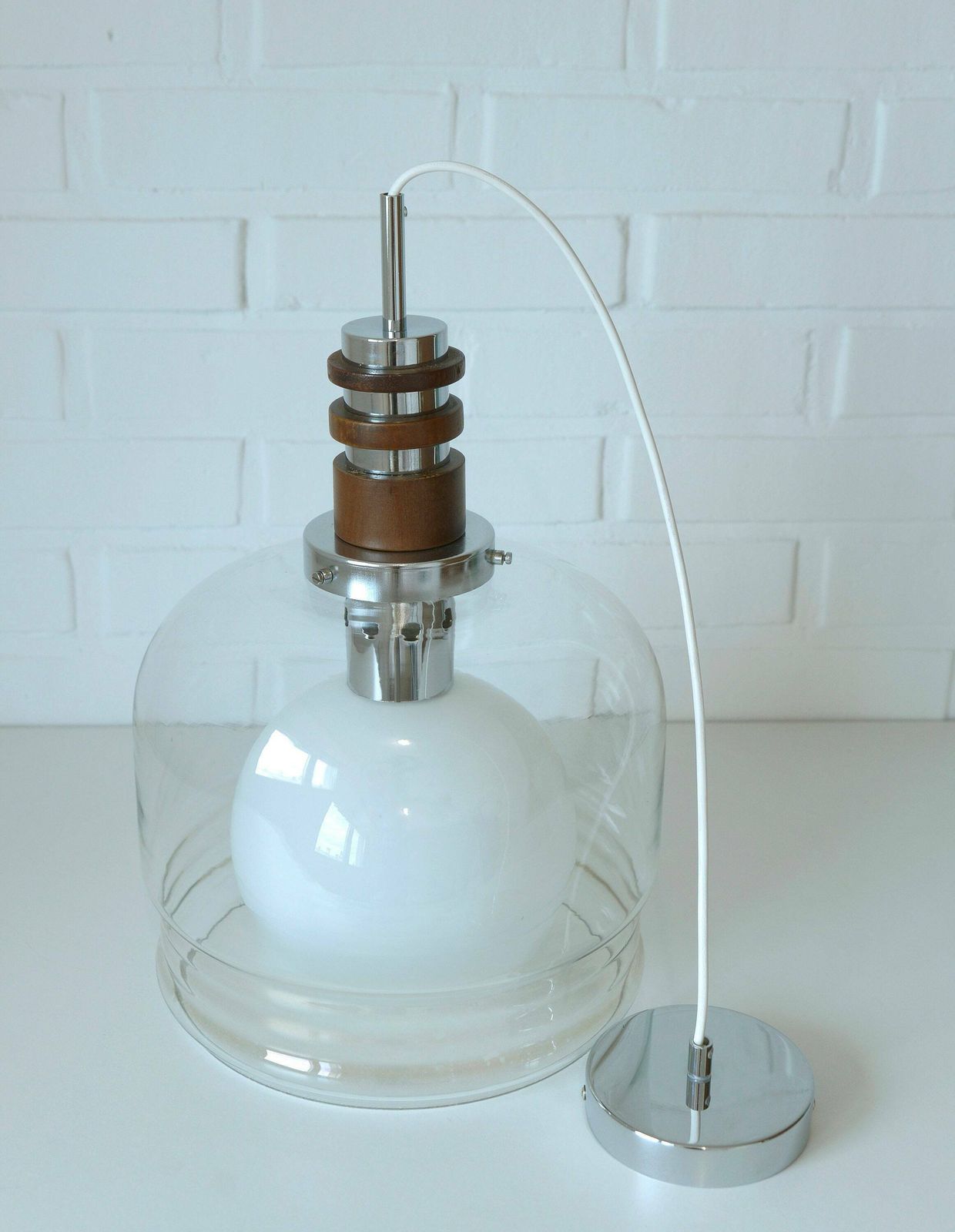 Hanging Lamp / Mcm Lighting / Vintage Pendant Lamp / Mid Century Modern / Ceiling Light / Glass Light Fixture / Yugoslavia 1970's / Retro photo buy