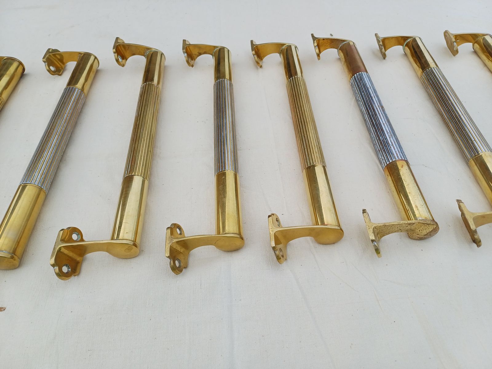 390.0 Set Of 17 Art Deco Brass Door Bars photo