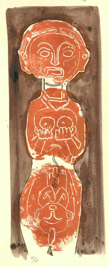 Karel Lek (1929 2020) Mid 20th Century Mixed Media, Female Totem II
