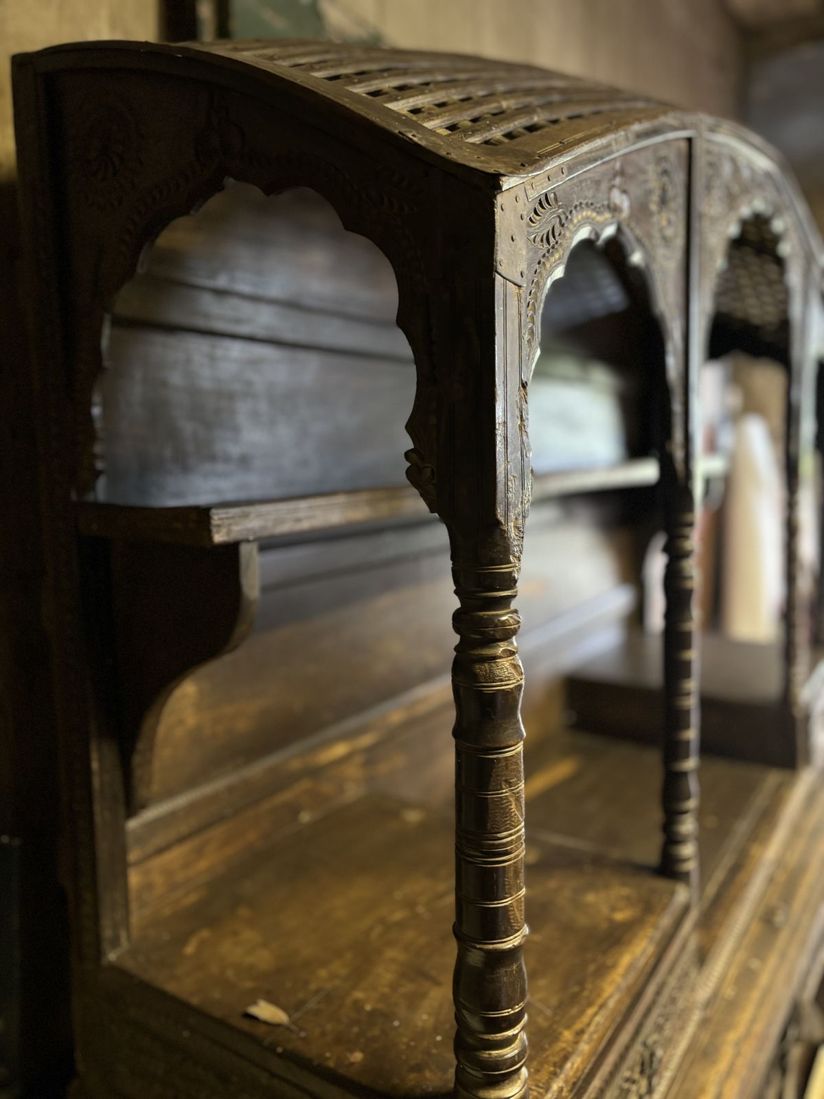 Large Anglo Indian Covered Shelf Unit photo furniture