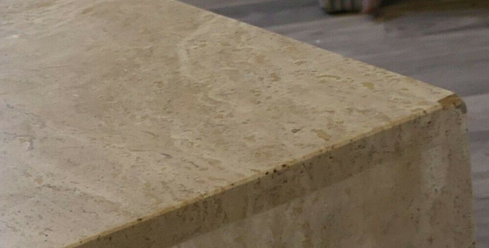 1970s Vintage Stylish Italian Travertine Stone Cube Coffee Table photo vintage