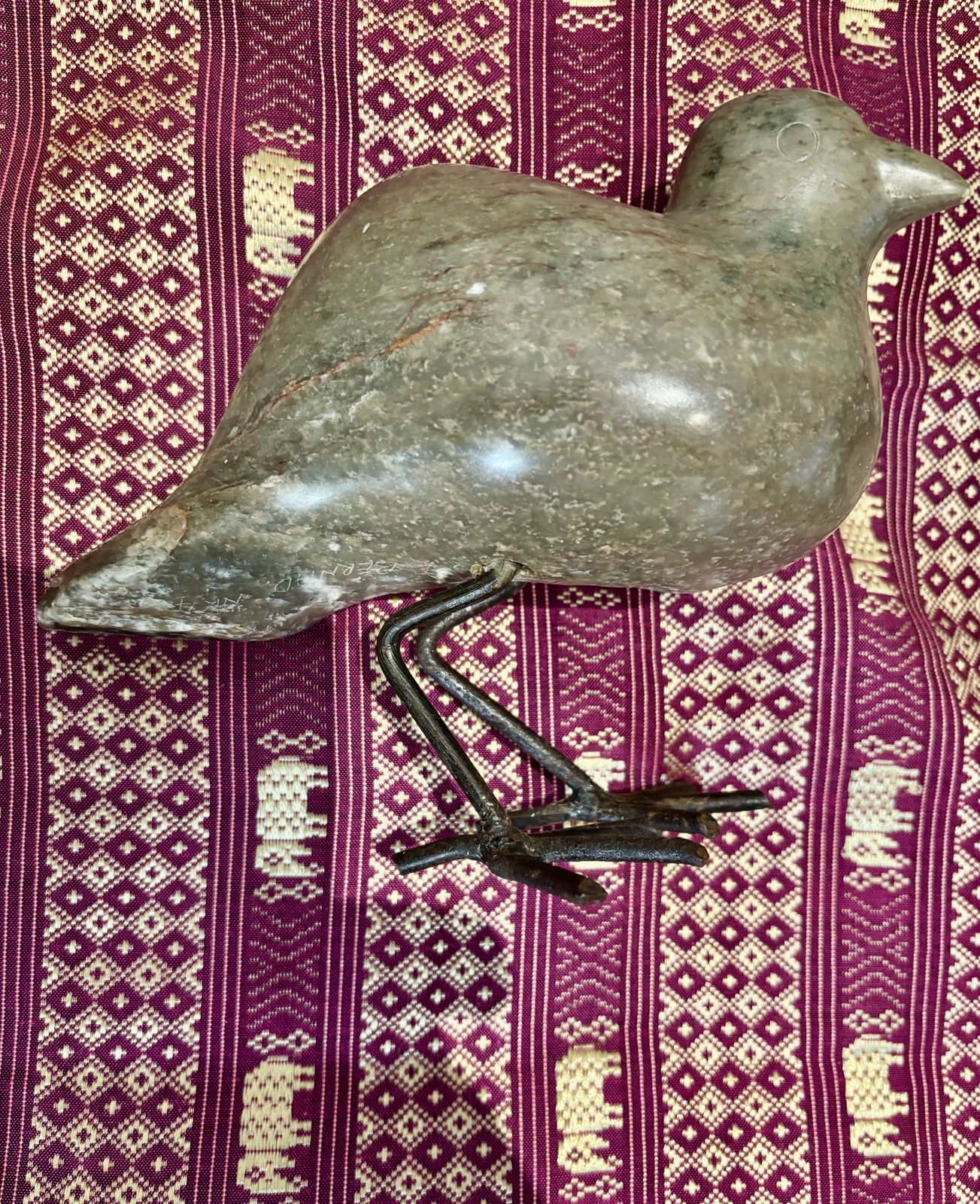 Bernard Nkanjo Zimbabwe Shona Bird Sculpture With Iron Feet In Serpentinite photo buy