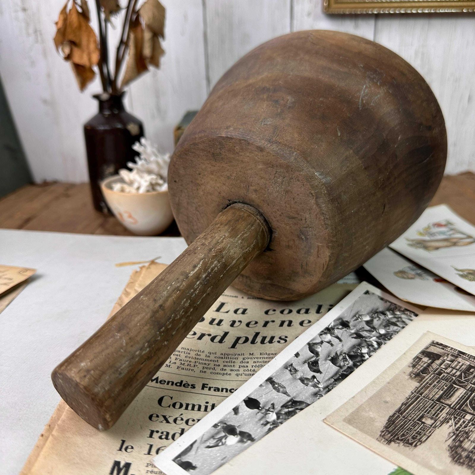 Antique Stonemason's Hardwood Mallet, Doorstop photo for sale