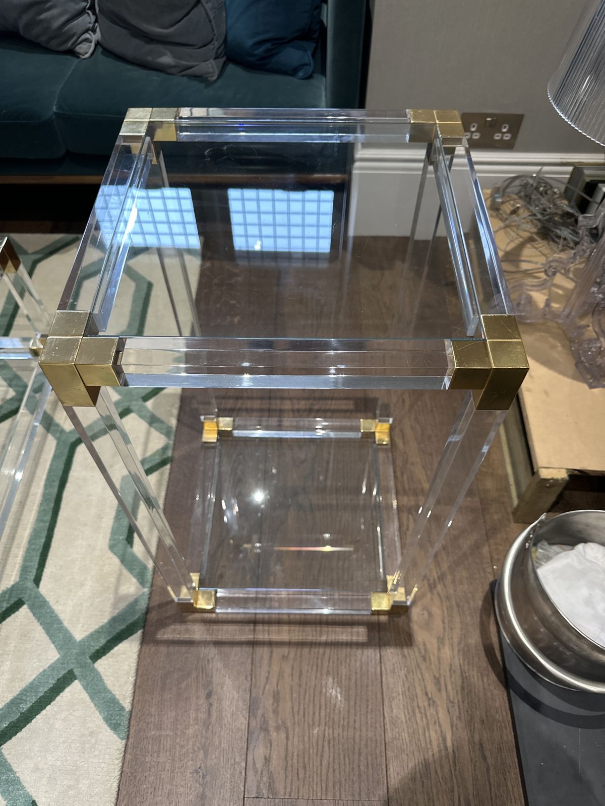 Two Tier Accent Tables Acrylic Glass And Brass Hollis Jones 1970s