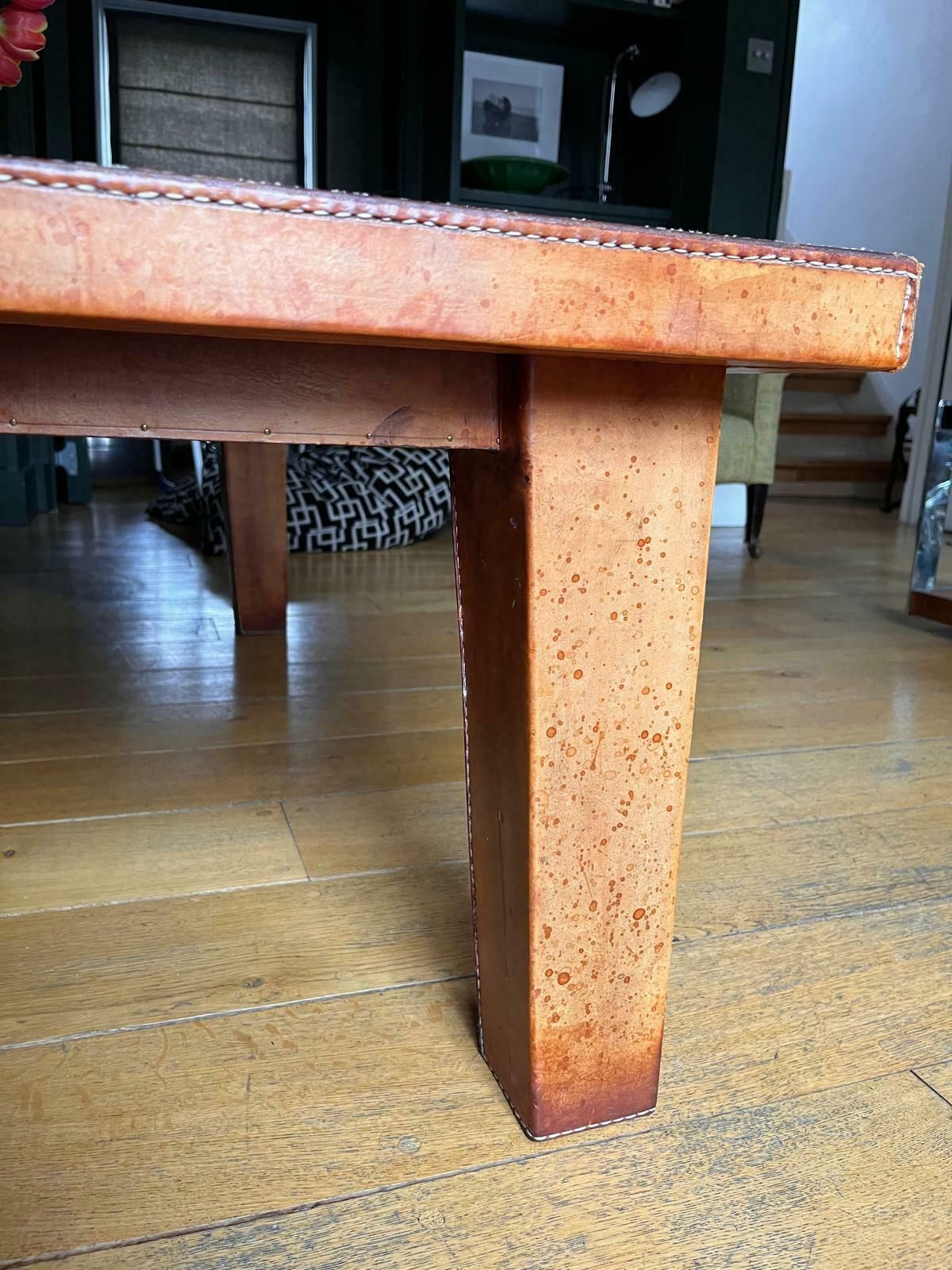 90's Designer Vintage Tan Leather Coffee Table By Succession Notting Hill photo Furniture