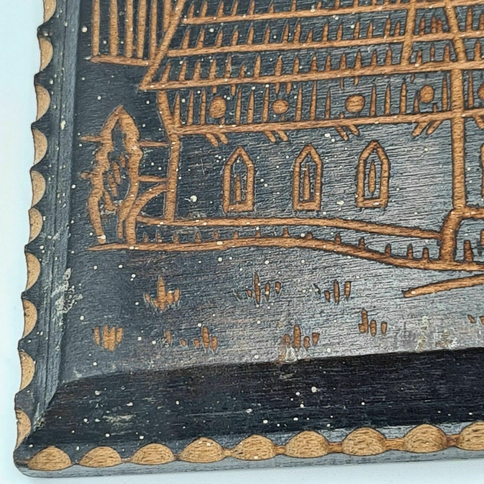 Bavarian Wood Wall Plaque Carving "Vergiß Dei Hamit Net" Alpine Folk Art 1935 photo buy