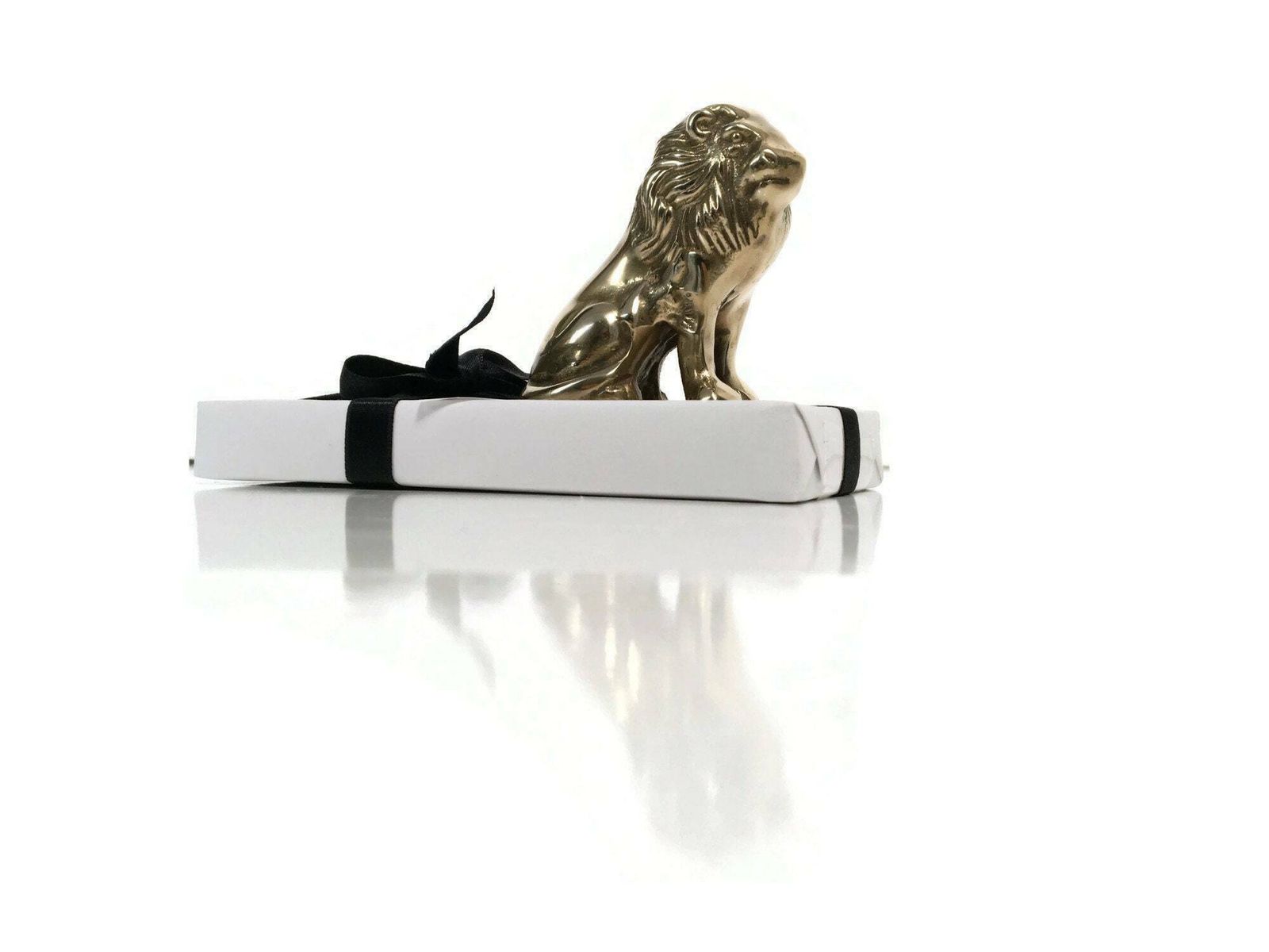 Brass Lion Sculpture | 1pcs | Paper Weight Figurine | Mid Century