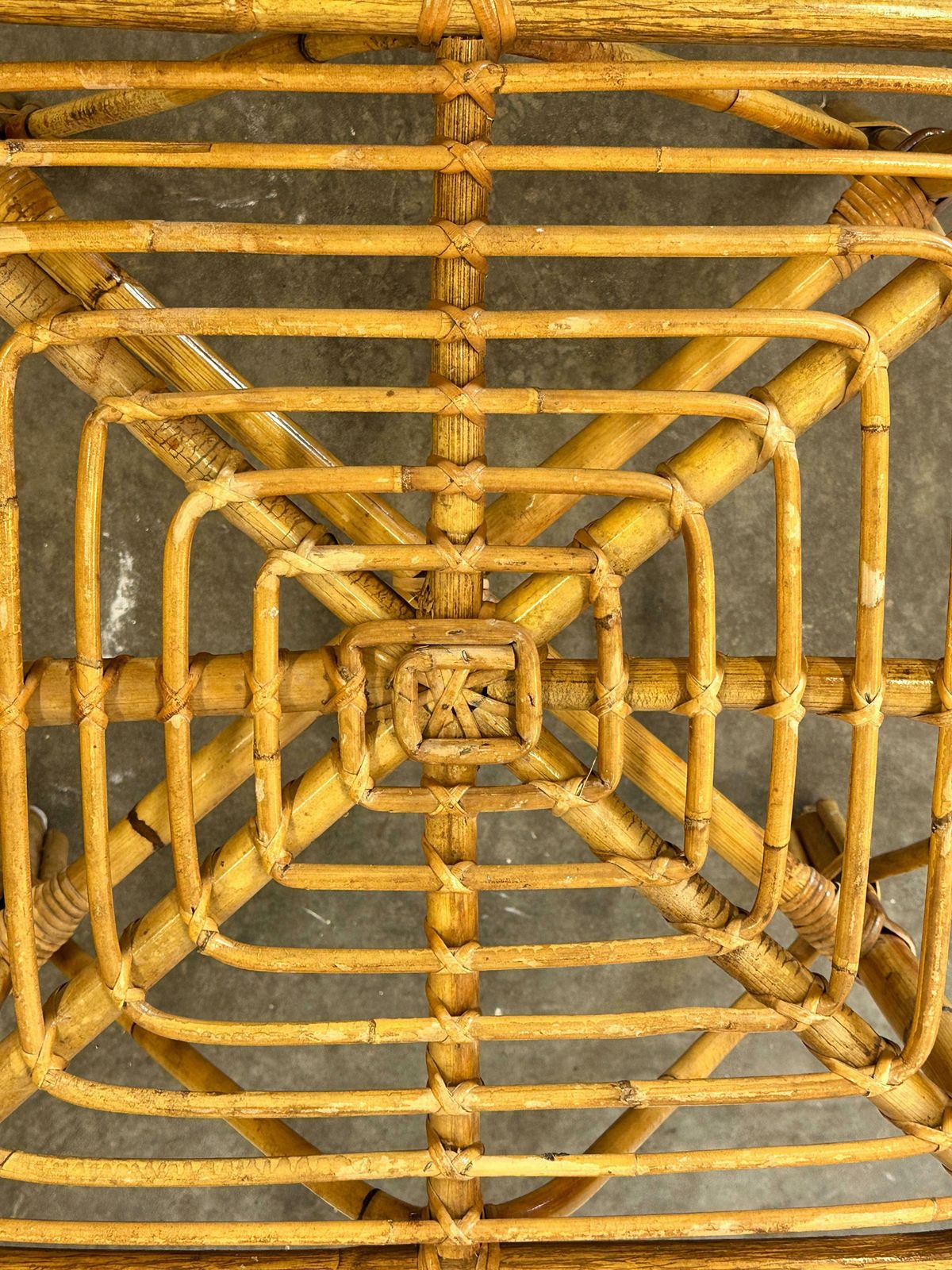 Vintage Italian Bamboo Square Coffee Table, 1960s. photo for sale