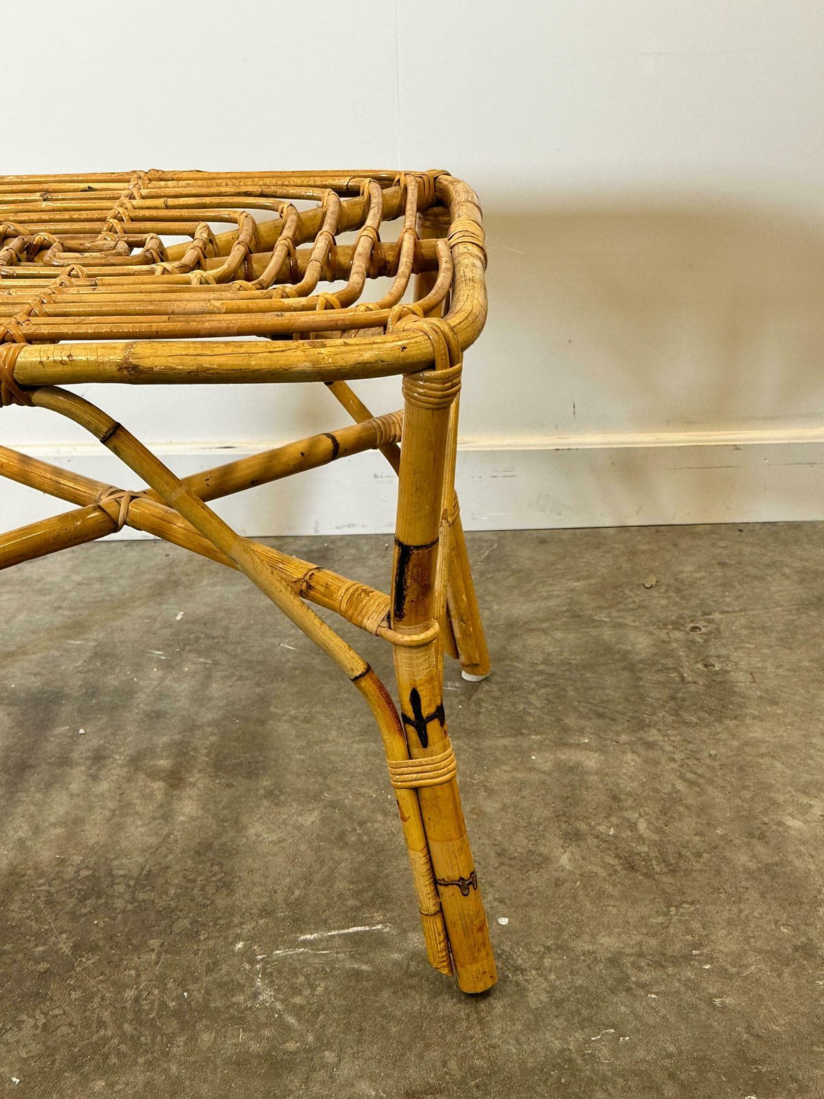 Vintage Italian Bamboo Square Coffee Table, 1960s. photo vintage