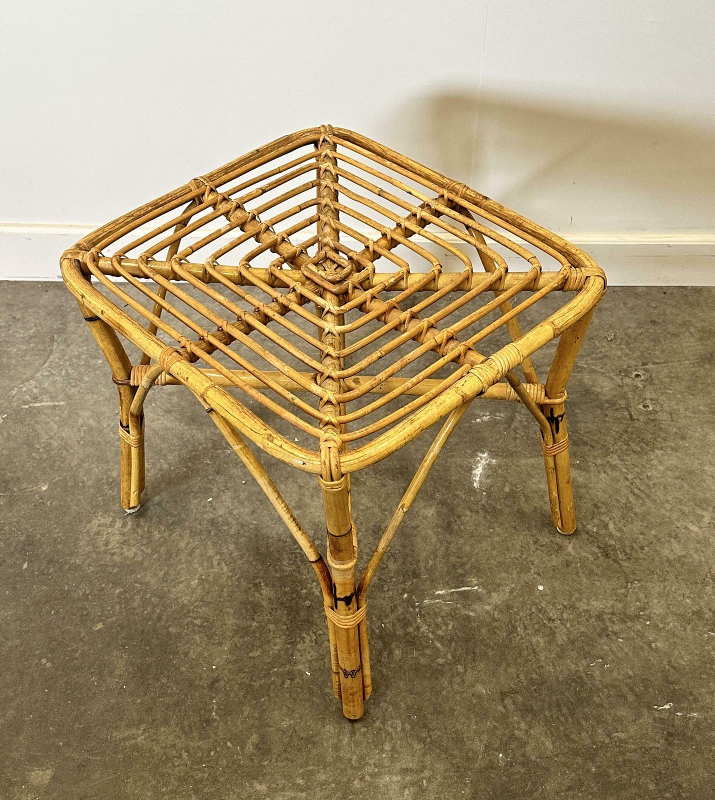 photo furniture Vintage Italian Bamboo Square Coffee Table, 1960s.