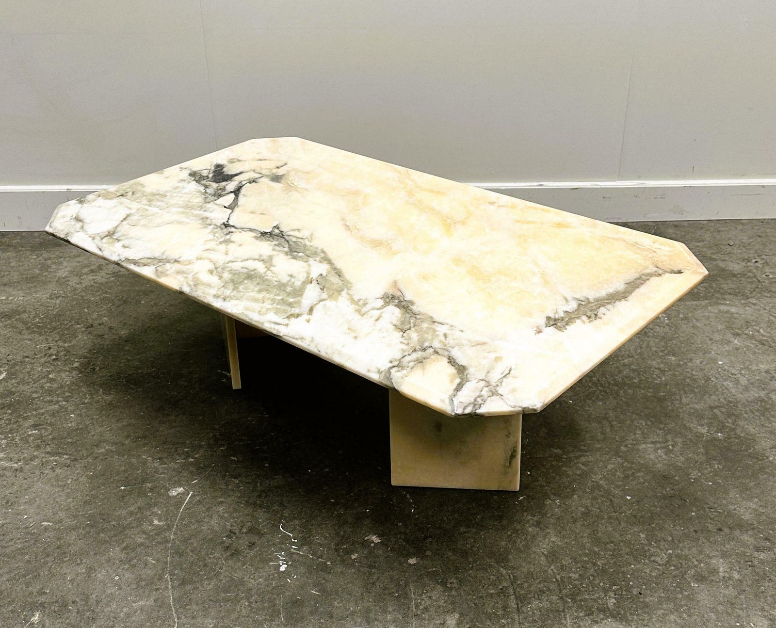 Vintage Pink And Gray Marble Coffee Table, Italy. 1980s photo vinterior